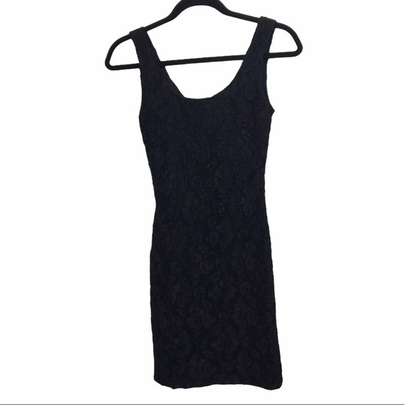 LA Glo Black BodyCon Sleeveless Lace Mini Dress - Picture 1 of 7